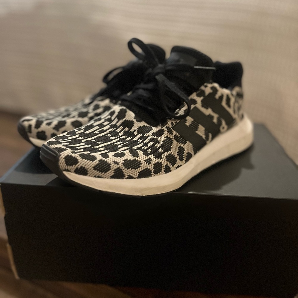 adidas Black and Leopard Athletic Shoes